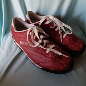 Simple Vintage Leather Maroon Athletic Causal Sneakers Men's Shoes Sz 11